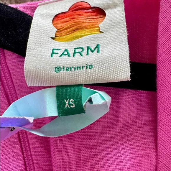 FARM Rio Linen Cut Out pink Midi Dress xs - Picture 5 of 7